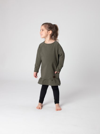 Drexiss dětské mikinošaty s kanýrem DARK KHAKI