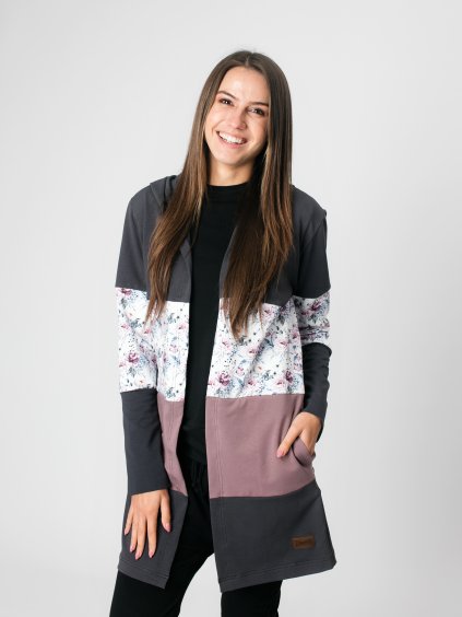 Drexiss kardigan STRIPE VIOLET FLOWERS