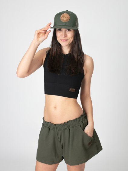 Drexiss funkční tílko FEEL BLACK, Drexiss kšiltovka khaki, Drexiss dámské kraťasy BOX DARK KHAKI