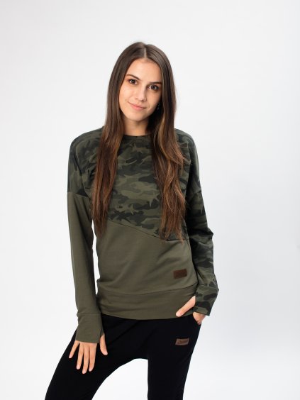 Drexiss dámská mikina BELLA ARMY DARK KHAKI