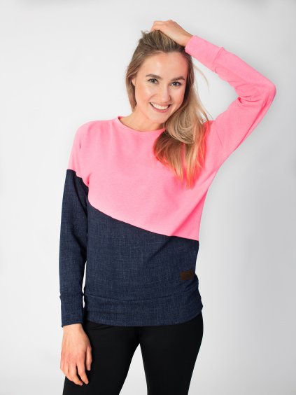 Drexiss dámská mikina BELLA NEON PINK JEANS
