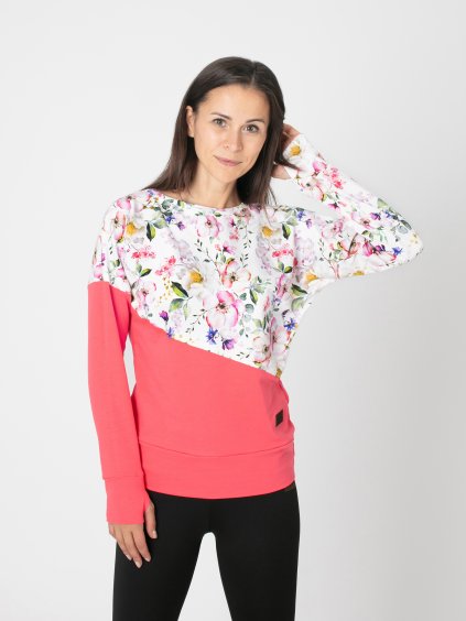 Drexiss dámská mikina BELLA FLOWERS KORAL