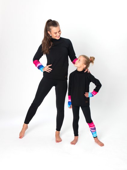 Drexiss dámská a dětská funkční mikina SHAPES PINK, dětské sportovní legíny SHAPES PINK