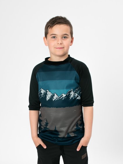 Drexiss FULL MOUNTAINS PETROL COOLMAX krátký rukáv
