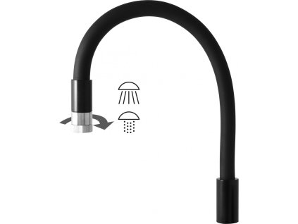 Flexi ramínko s otočným perlátorem , Černá matná/Chrom SR0014/11CMATC, RAV Slezák (Varianta Flexi ramínko s otočným perlátorem - černá matná/chrom, Barva: černá matná/chrom)