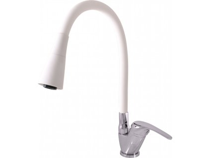 SÁZAVA - Dřezová baterie s flexibilním ramínkem, Bílá/Chrom SA006.0/13CB, RAV Slezák (Rozměr 3,8", Barva bílá/chrom)