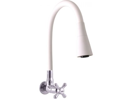 baterie s flexibilním ramínkem na jednu vodu, Bílá/Chrom MK192/13CB, RAV Slezák (Varianta Vodovodní baterie na jednu vodu s flexibilním ramínkem, Barva: chrom/bílá)