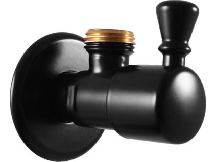 Ventil rohový s keramickým vrškem 1/2"x 1/2", Černá - matná RV0112CMAT, RAV Slezák (Varianta Rohový ventil s keramickým vrškem - černá matná, Barva: Černá matná)