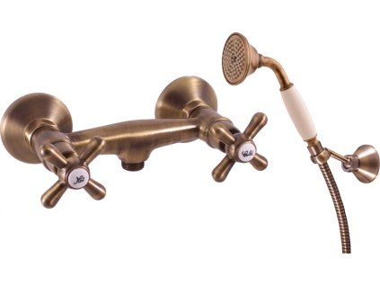 Slezák Rav Morava Stará Mosaz retro baterie sprchová nástěnná 150mm MK180.5/2SM (Rozměr 100 mm, Barva Stará mosaz (Bronz))