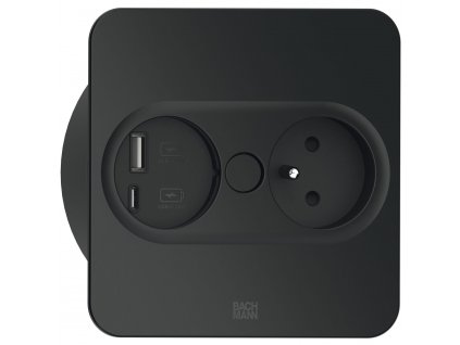 zabudova elektricka zasuvka bachmann twist 2 USB hranata cierna