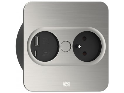 zabudova elektricka zasuvka bachmann twist 2 USB hranata nerez