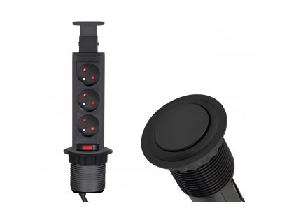 zabudovana elektricka zasuvka design light lift box cierna