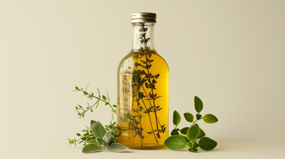 oregano-olej-v-sklenene-lahvi-s-vetvickami-tymianu-a-cerstveho-oregana
