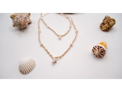 Macrame choker s MUŠLÍ z Malty