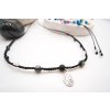 Minerální náhrdelník/Choker Hamsa/Onyx, Obsidián, Křišťál