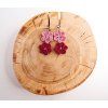 macrame náušnice červeno růžové kytičky