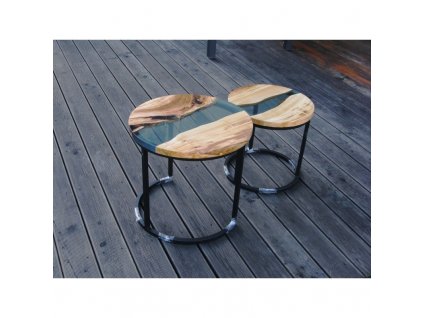Dvojice olivových stolků – noční vysouvací stolek