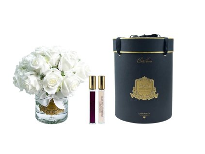 Côté Noire Luxury Grand Rose Bud Bouquet – White – Gold Badge 🌹👑