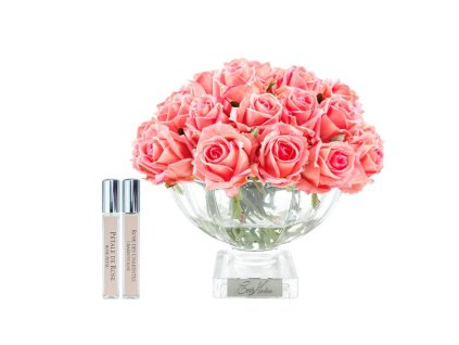 Centrepiece36rosebudsinclearglass whitepeachwithsilverbadgesmall 1000x
