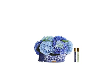 Côte Noire Chinoiserie Hydrangea – Blue – luxusní dekorační květinová dekorace ve váze