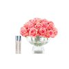 Côté Noire Luxury Centrepiece – 37 Rose Buds – Peach – Silver Badge 🌹🍑