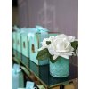 Herringbone Flower Tiffany blue – White Roses – Côte Noire 🌸