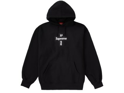 Supreme Cross Box Logo Hooded Sweatshirt Black