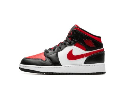 Jordan 1 Mid Black Fire Red (GS) (1)
