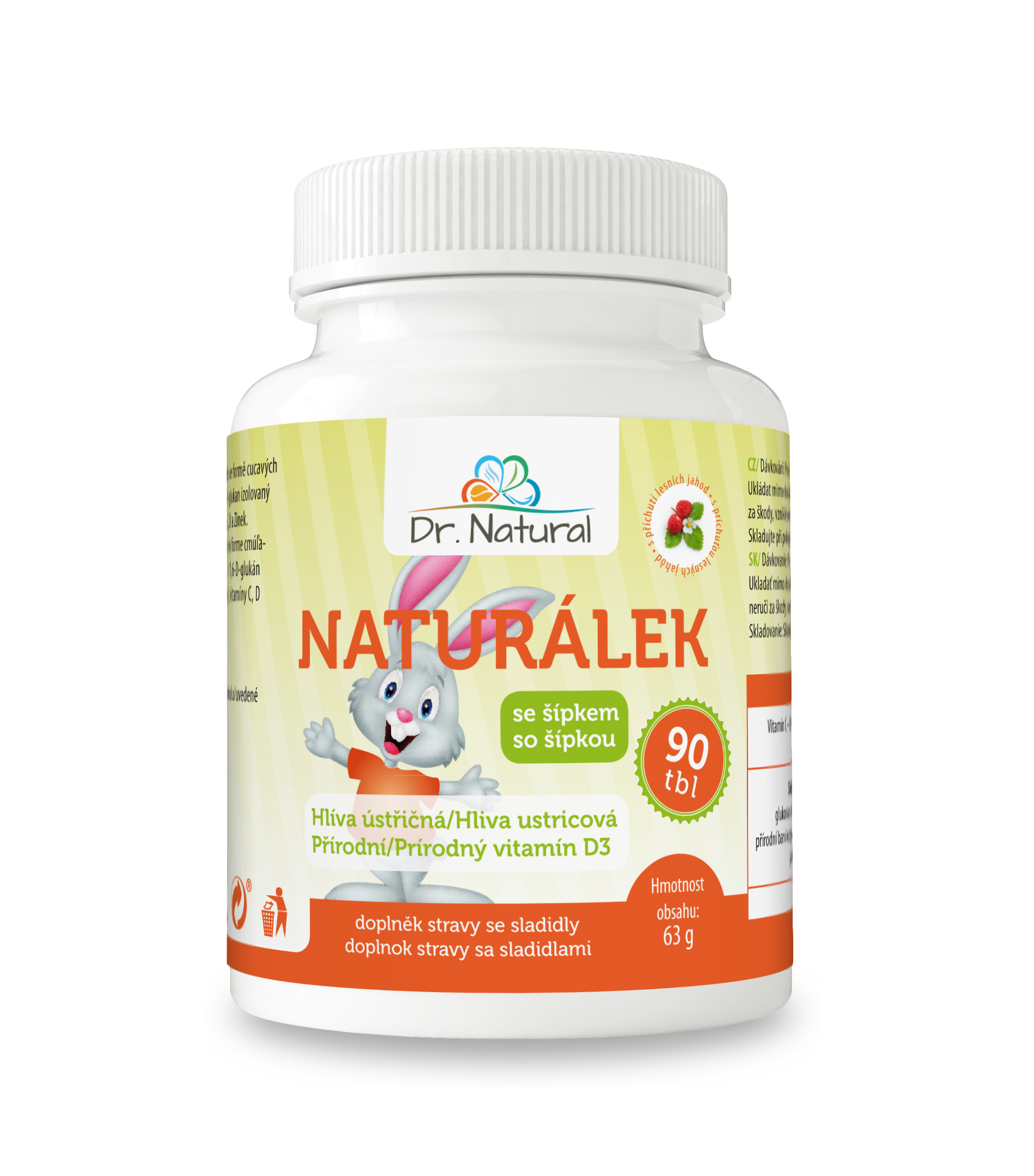 Dr.Natural Naturálek Hlíva ústřičná s vit. D pro děti 90 tbl.