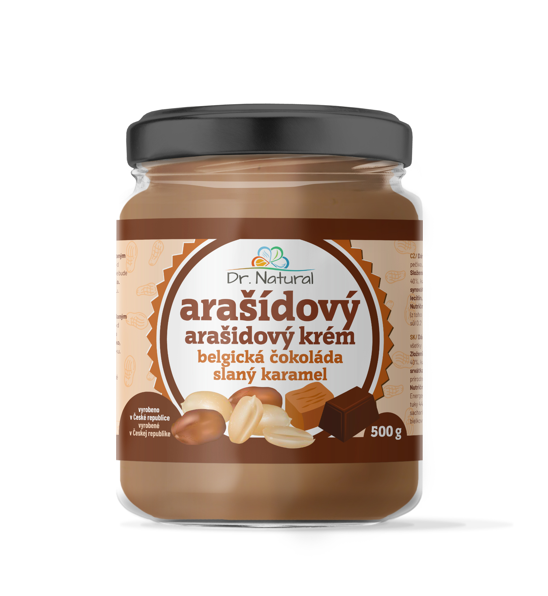 Dr.Natural Arašídový krém belgická čokoláda slaný karamel 500g