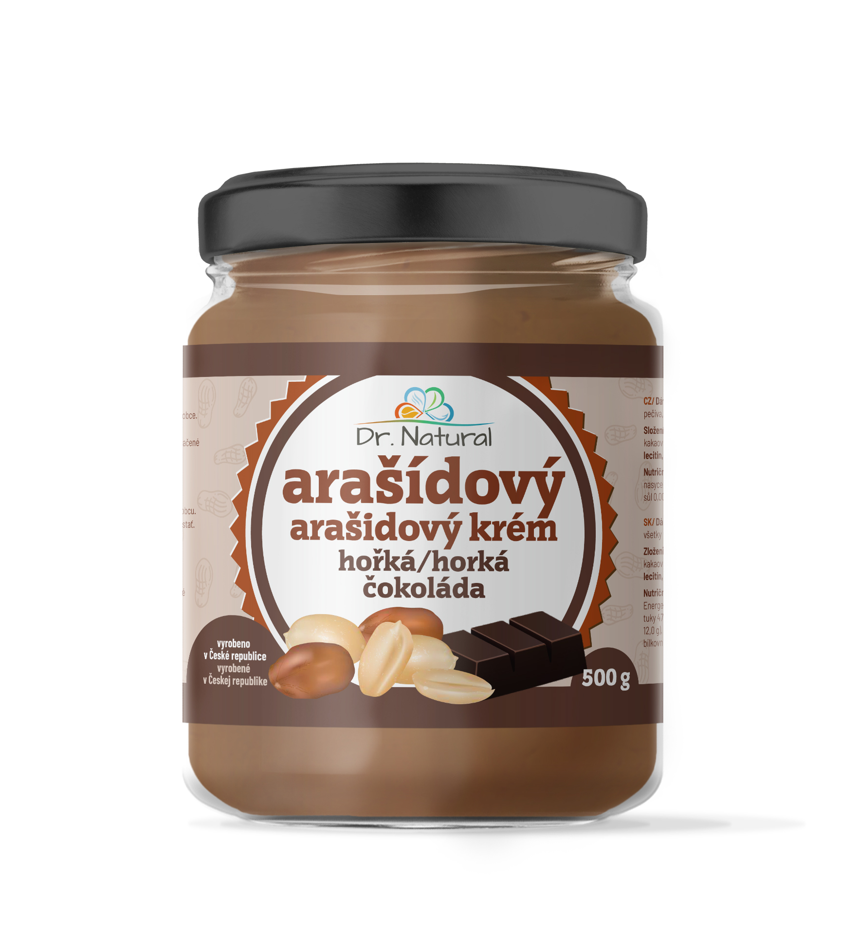 Dr.Natural Arašídový krém s hořkou čokoládou 500g