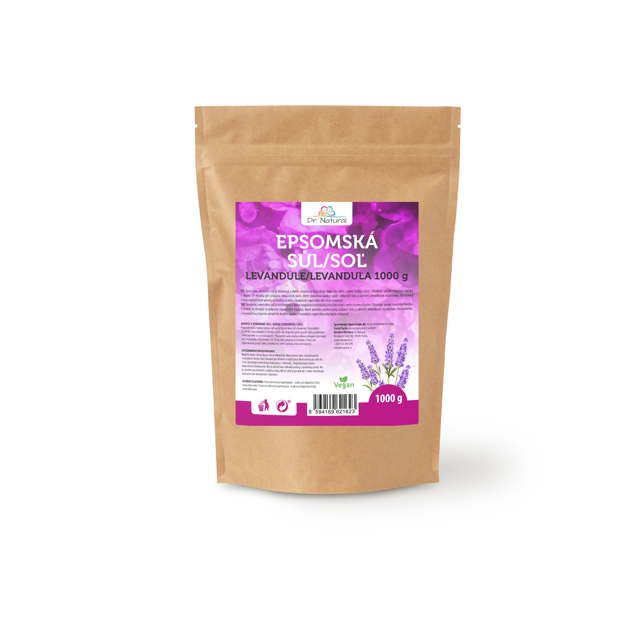 Dr.Natural Epsomská sůl Levandule 1000g