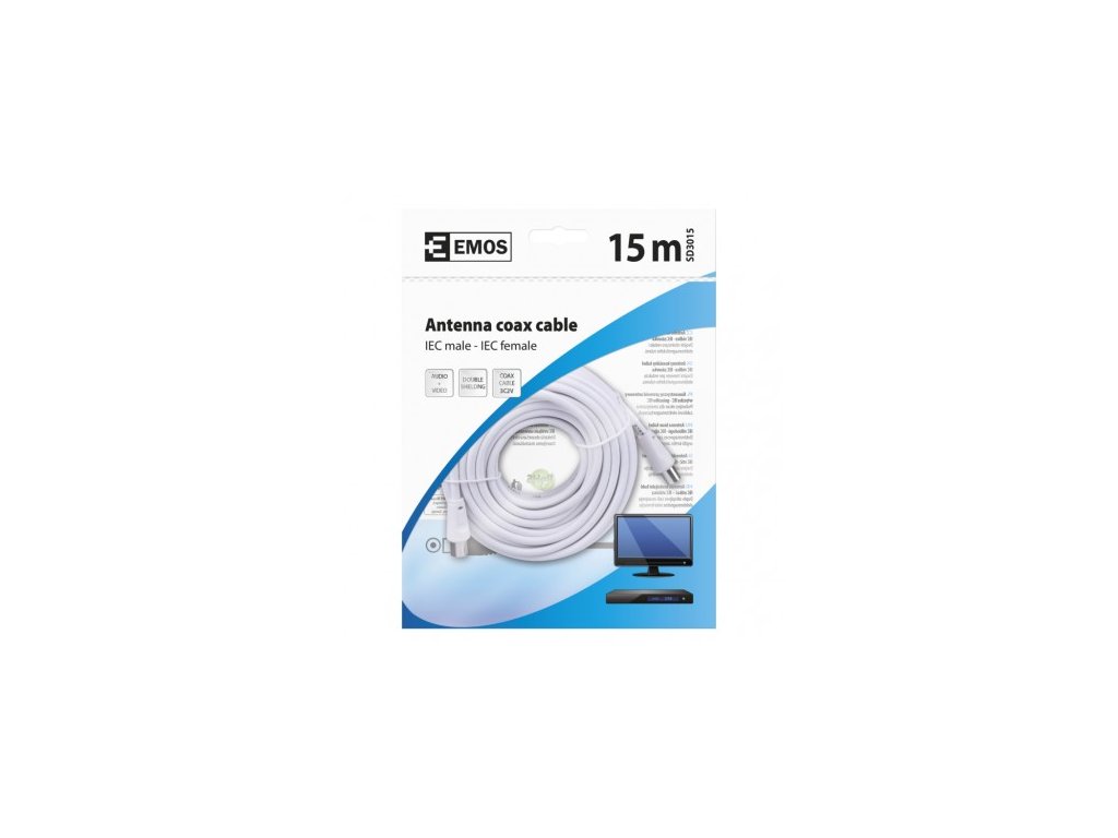 EMOS Anténní koaxiální kabel stíněný 15m - rovné vidlice SD3015