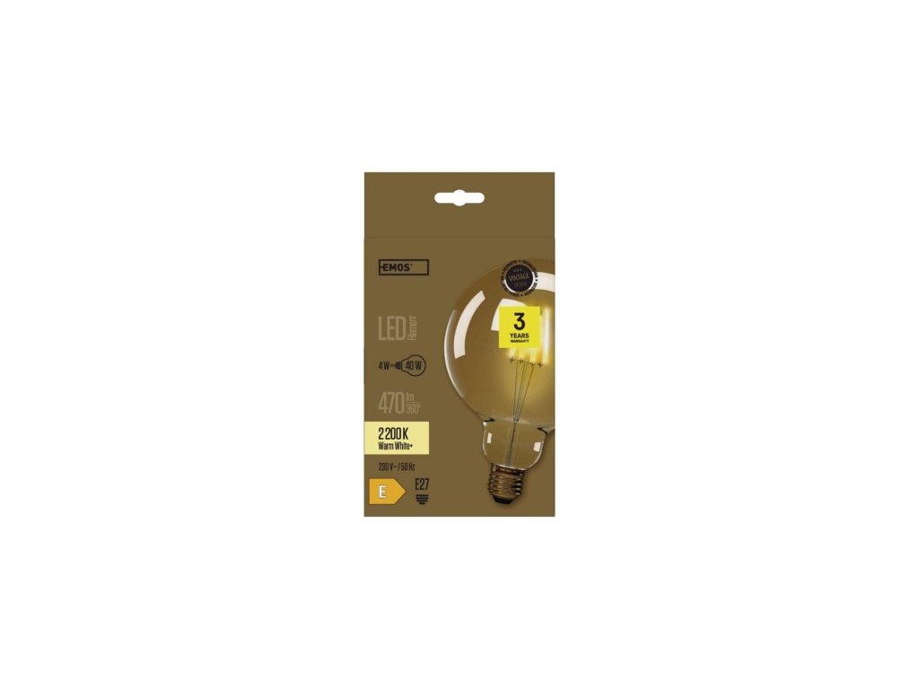 EMOS Lighting LED žárovka Vintage G125 4W E27 teplá bílá+ Z74303