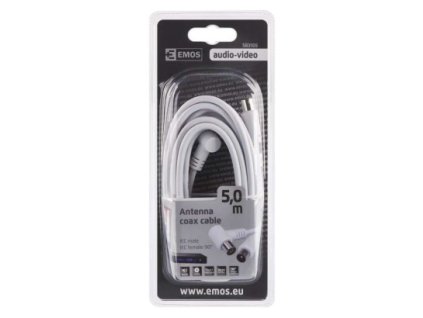 EMOS Anténní koaxiální kabel stíněný 5m - úhlová vidlice SB3105