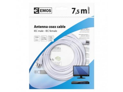 EMOS Anténní koaxiální kabel stíněný 7,5m - rovné vidlice SD3007