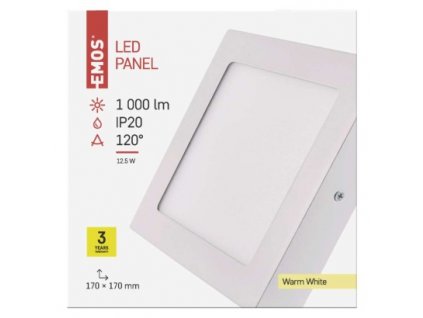 EMOS Lighting LED přisazené svítidlo PROFI, čtvercové, bílé, 12,5W teplá bílá ZM6131