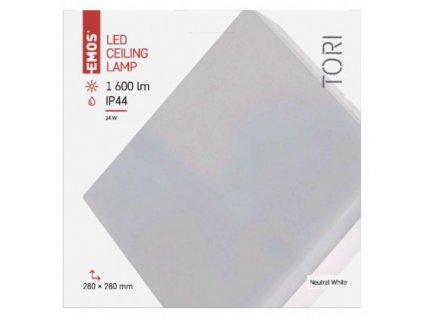 EMOS Lighting LED přisazené svítidlo TORI, čtvercové bílé 24W neutr. b., IP44 ZM4304