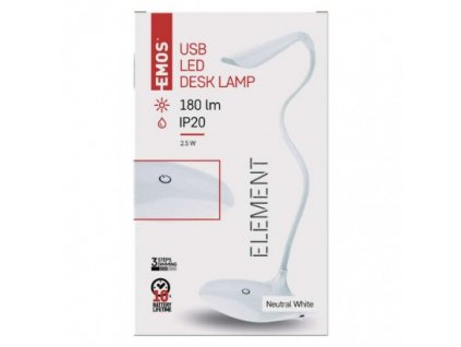 EMOS Lighting LED stolní lampa D08 s USB, bílá Z7592W