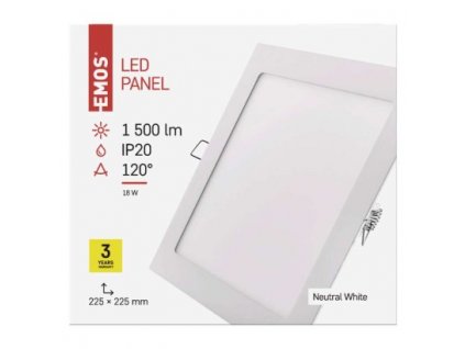 EMOS Lighting LED vestavné svítidlo PROFI, čtvercové, bílé, 18W neutrální bílá ZD2142