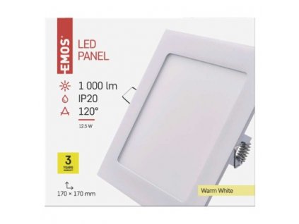 EMOS Lighting LED vestavné svítidlo PROFI, čtvercové, bílé, 12,5W teplá bílá ZD2131