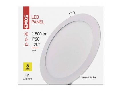 EMOS Lighting LED vestavné svítidlo PROFI, kruhové, bílé, 18W neutrální bílá ZD1142