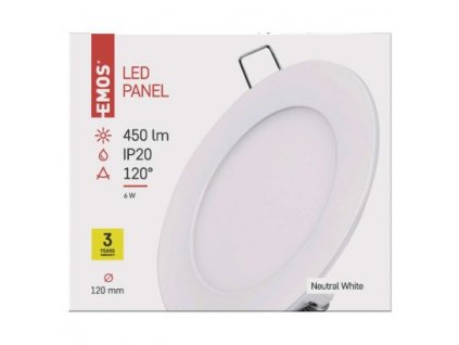 EMOS Lighting LED vestavné svítidlo PROFI, kruhové, bílé, 6W neutrální bílá ZD1122