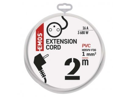 EMOS Prodlužovací kabel 2 m / 1 zásuvka / bílý / PVC / 1 mm2 P0112