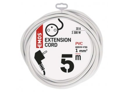 EMOS Prodlužovací kabel 5 m / 1 zásuvka / bílý / PVC / 1 mm2 P0115