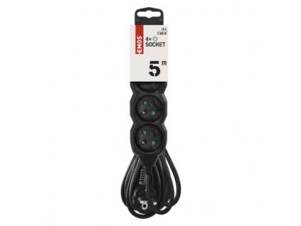 EMOS Prodlužovací kabel 5 m / 4 zásuvky / černý / PVC / 1 mm2 PC0415