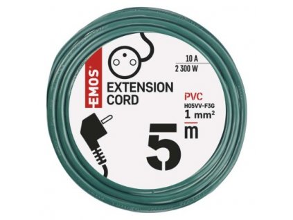 EMOS Prodlužovací kabel 5 m / 1 zásuvka / zelený / PVC / 1 mm2 P0115Z