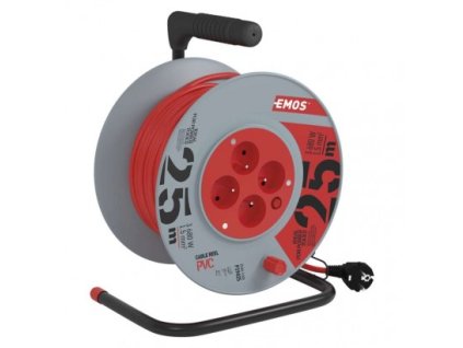 EMOS PVC prodlužovací kabel na bubnu – 4 zásuvky, 25m 1,5mm2 P19425