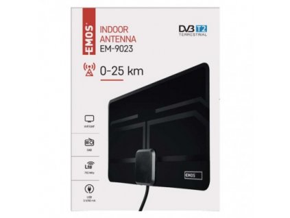 EMOS Anténa pokojová EM-9023, 0–25 km, DVB-T2, DAB, filtr LTE/4G J0673