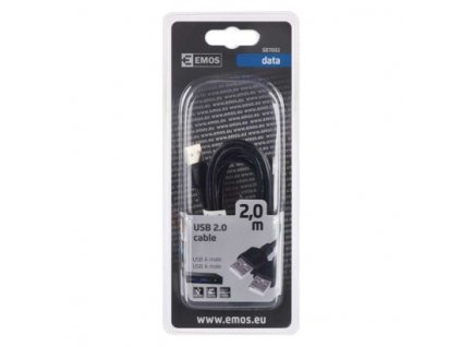 EMOS Nabíjecí a datový kabel propojovací USB-A 2.0 / USB-A 2.0, 2 m, černý SB7002